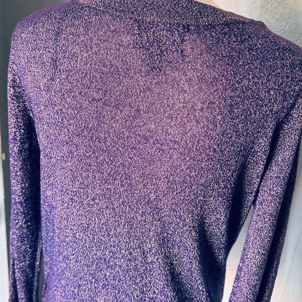 Dana Buchman Purple Blouse with Cozy Knit Texture - Picture 4 of 5